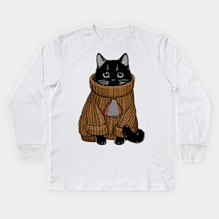 Cozy Turkey Sweater Cat Kids Long Sleeve T-Shirt